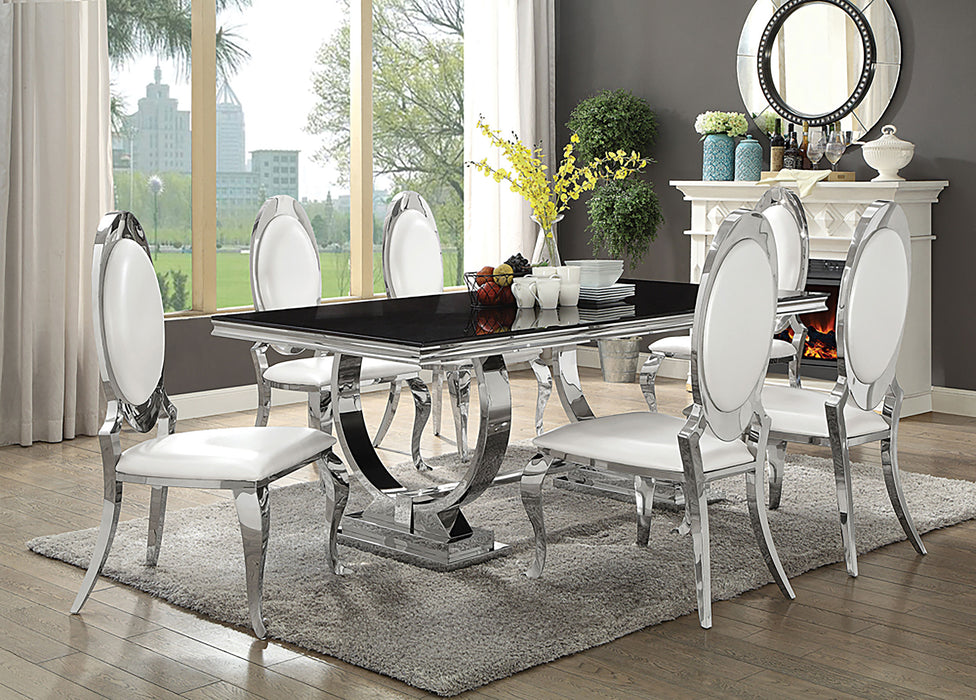 Antoine Rectangular Glass Top Dining Set Chrome