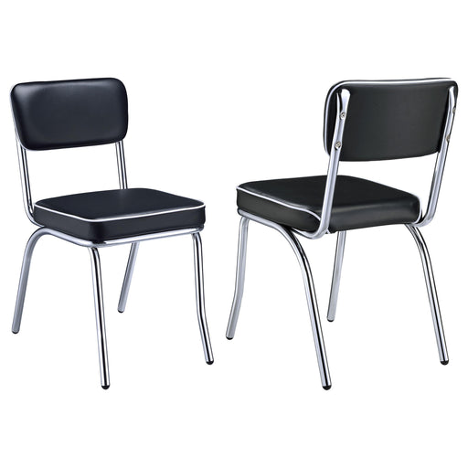 Retro Open Back Side Chairs Black and Chrome (Set of 2) image