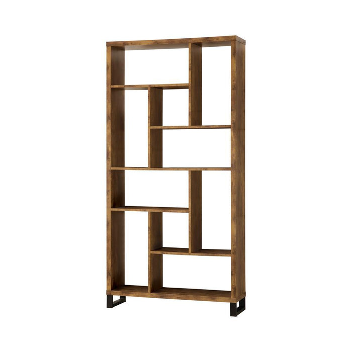 Delwin 10-shelf Bookcase Antique Nutmeg