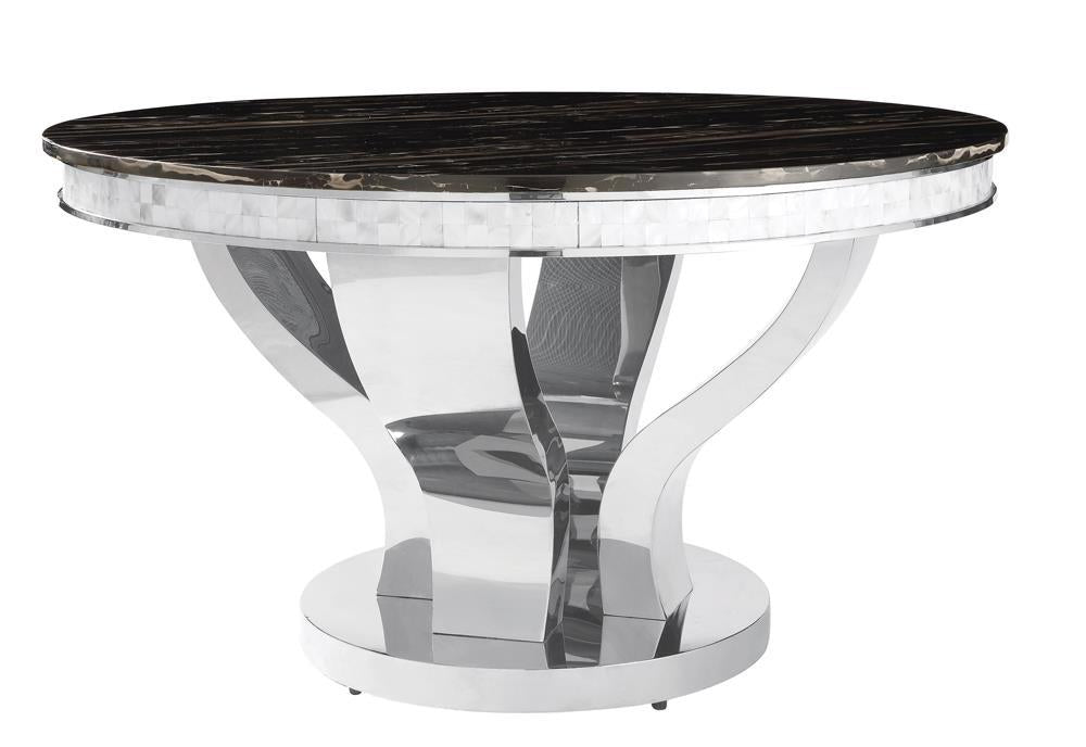 Anchorage Round Dining Table Chrome and Black