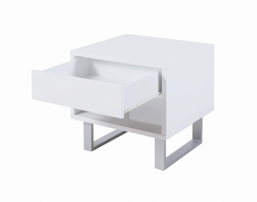 G705698 Contemporary Glossy White End Table
