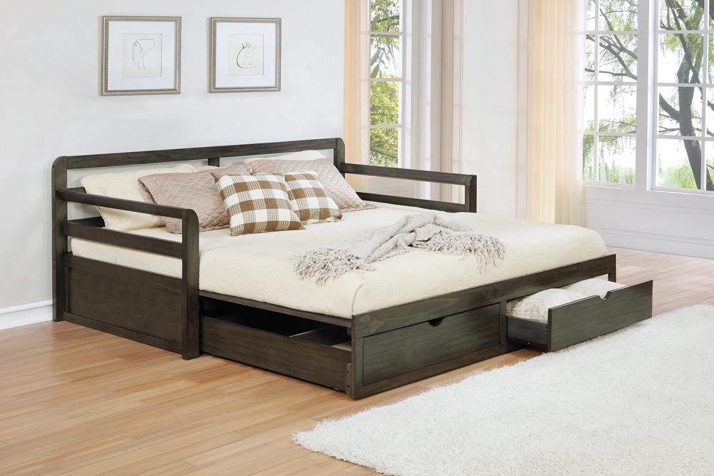 Sorrento 2-drawer Twin XL Daybed with Extension Trundle Grey
