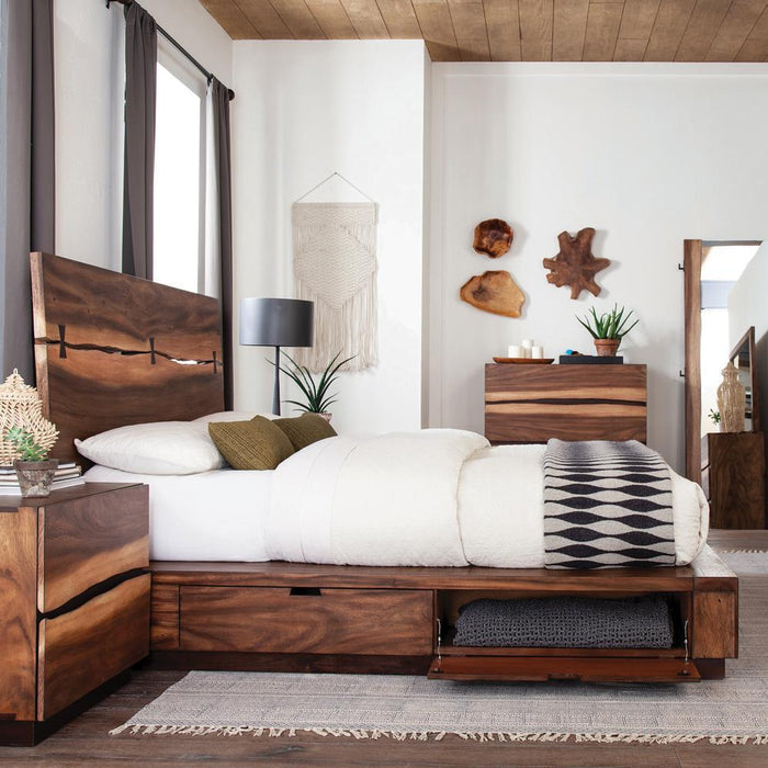 Winslow Queen Bed Smokey Walnut and Coffee Bean